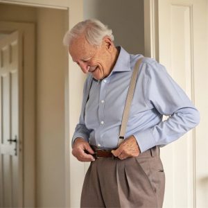 Explore the evolution of men's trousers from ancient times to modern innovations like expanding waistbands.